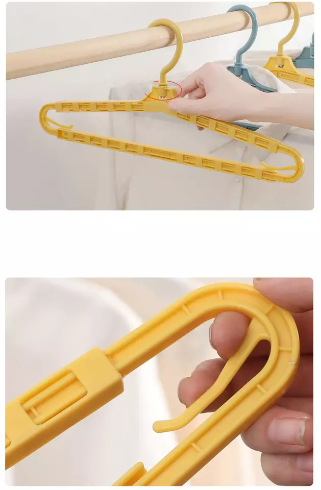 1 PC - 360 Degree Shrinkable Hangers for Clothes Swivel Hook Strong and Durable Clothes Hangers for Sheet Coats Pants (Random Color)