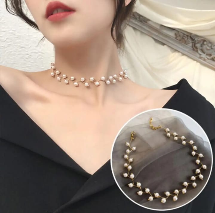 Zig Zag Black Choker With Earrings for girls - Black